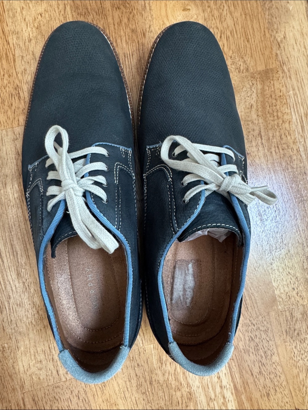 Johnston & Murphy Men's Casual Lace-Up Shoes in Dark Navy and Cream